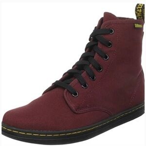Dr. Martens Red “Shoreditch” Canvas Lace-Up Boots Size 6